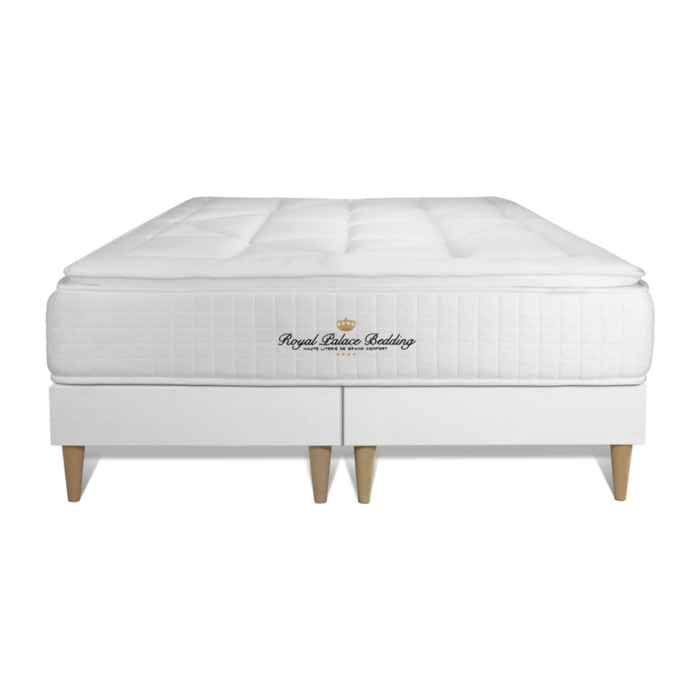 Ensemble George V + Sommier Tapissier multi-lattes cm d'épaisseur - Matelas à Ressorts ensachés et mémoire de forme de 28cm d'épaisseur