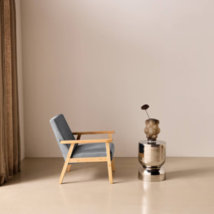 Fauteuil scandinave bois de peuplier, d'hévéa et tissu ISAK