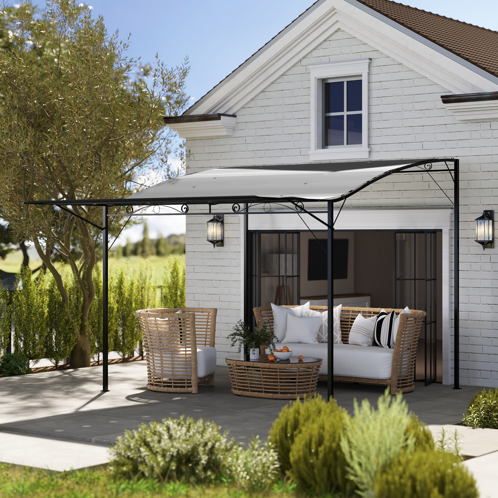 Pergola tonnelle de jardin avec auvent réglable métal époxy polyester haute densité anthracite