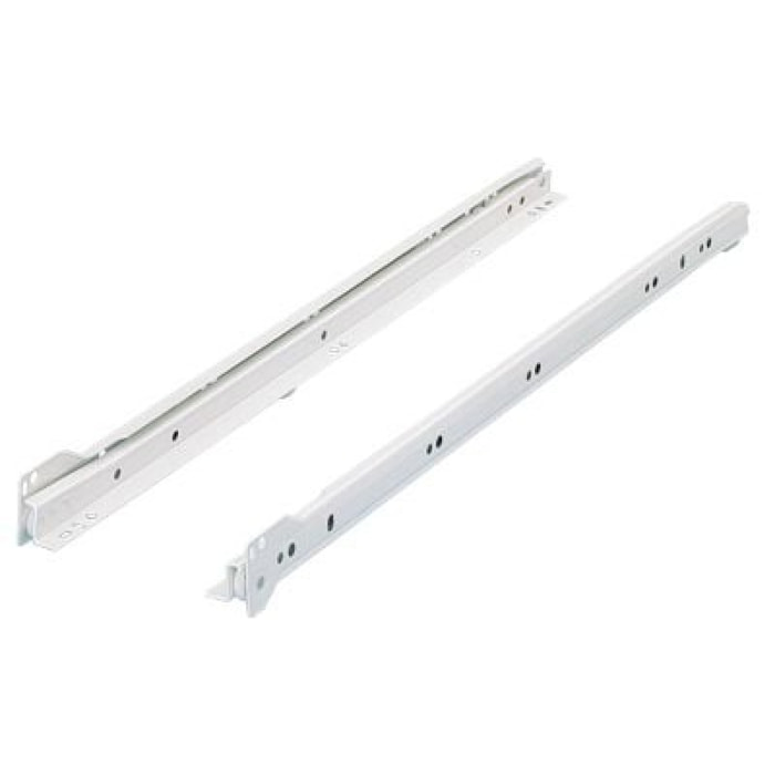 Paire de coulisses à galets FR402 HETTICH - L.400 mm - Charge 25 kg - Blanc - 1058346