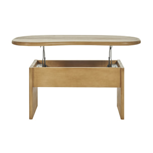 Table basse relevable design haricot avec rangement en bois manguier massif L95 cm KOKOA