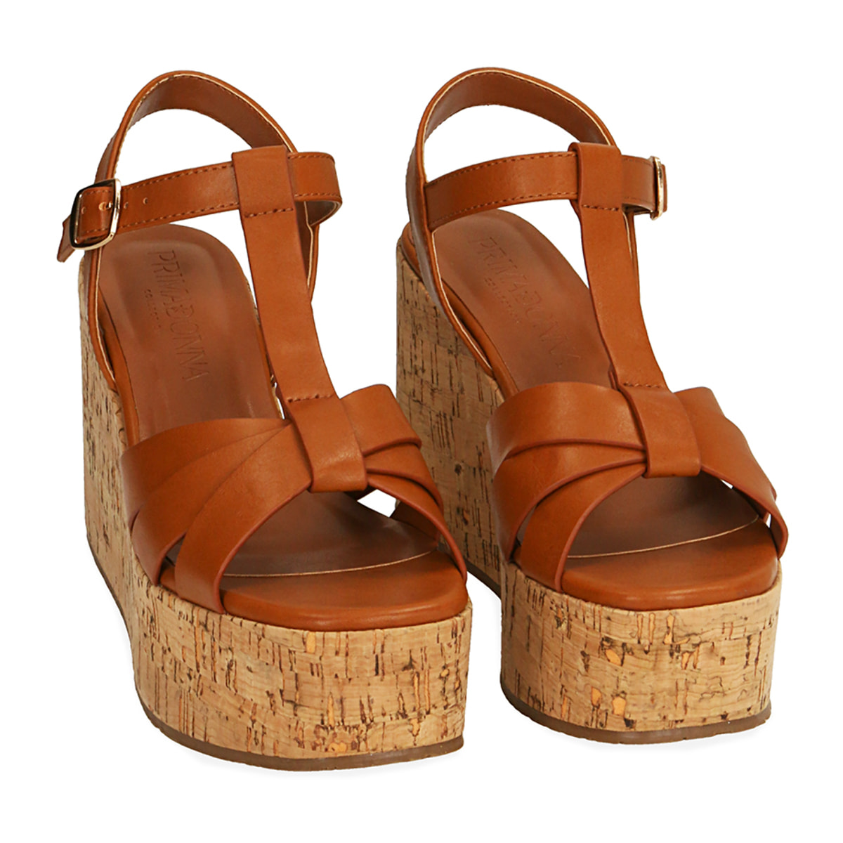 Sandalias color coñac, plataforma de 9,5 cm