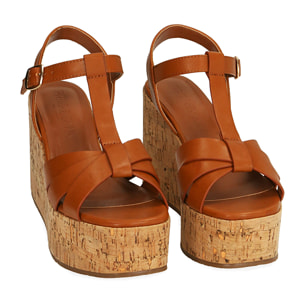 Sandalias color coñac, plataforma de 9,5 cm