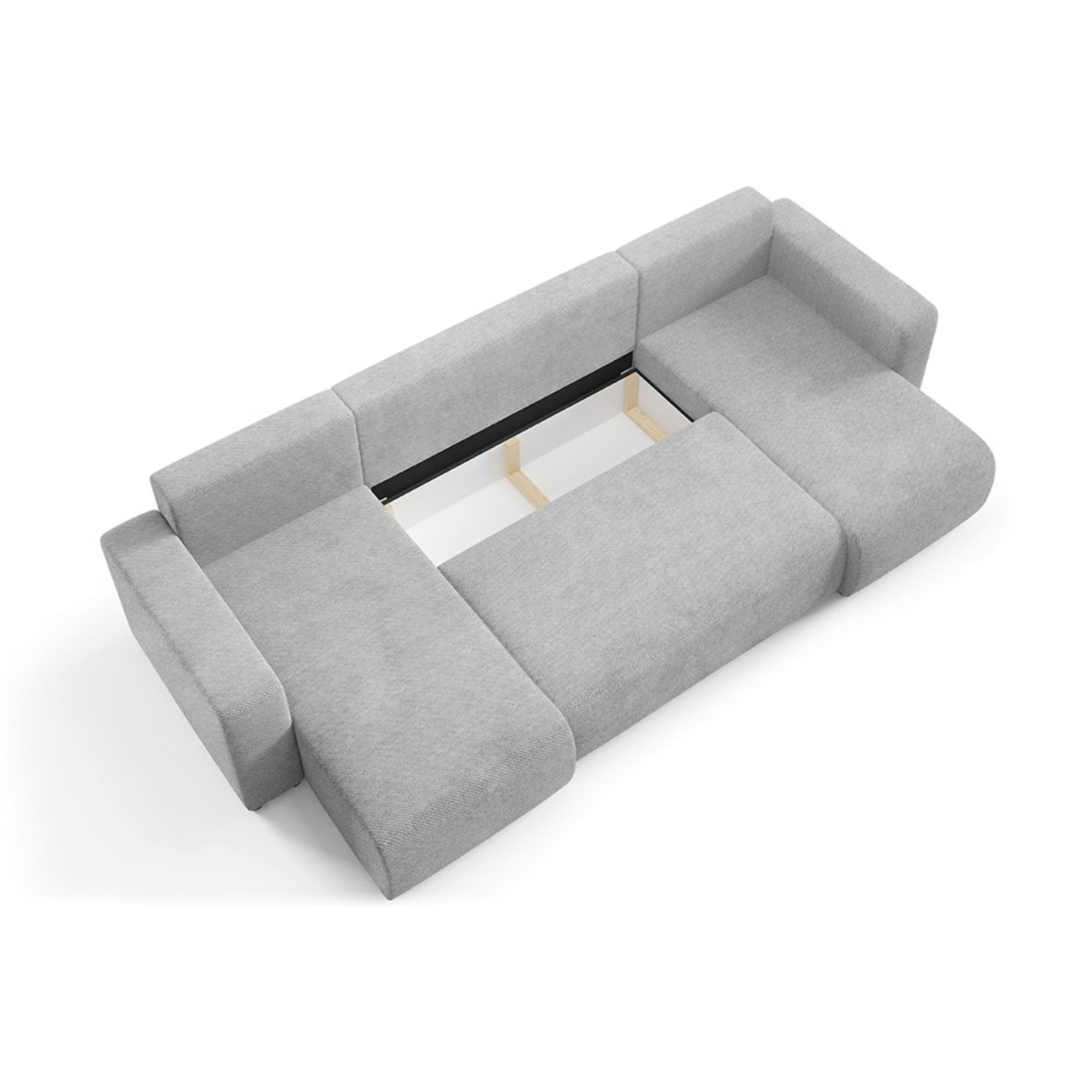 GLORIA - Canapé panoramique 6 places en tissu gris