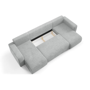 GLORIA - Canapé panoramique 6 places en tissu gris