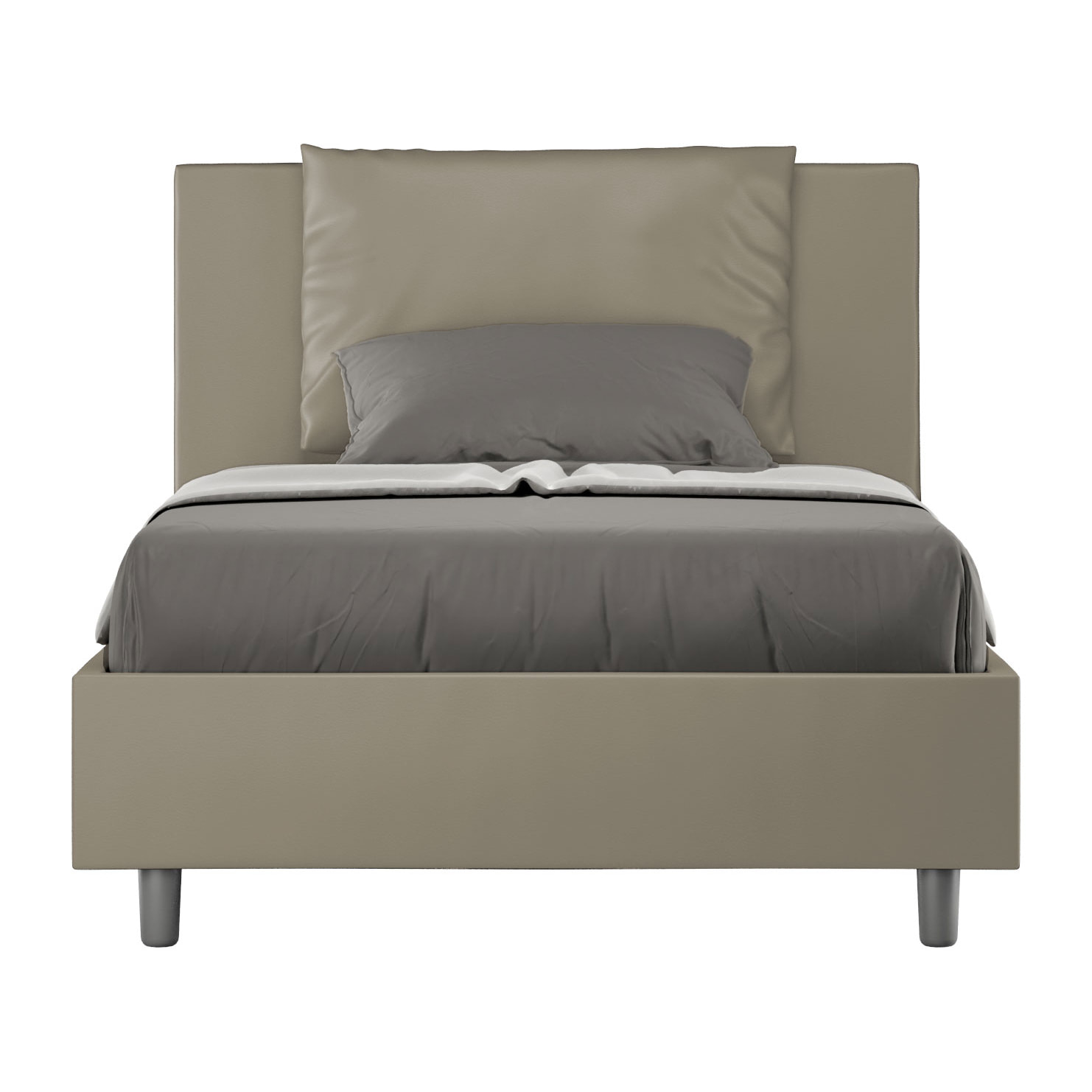 Letto una piazza e mezza senza rete imbottito 120x200 similpelle cappuccino Antea