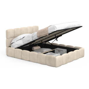 Lit coffre Bubble 140x190cm velours beige