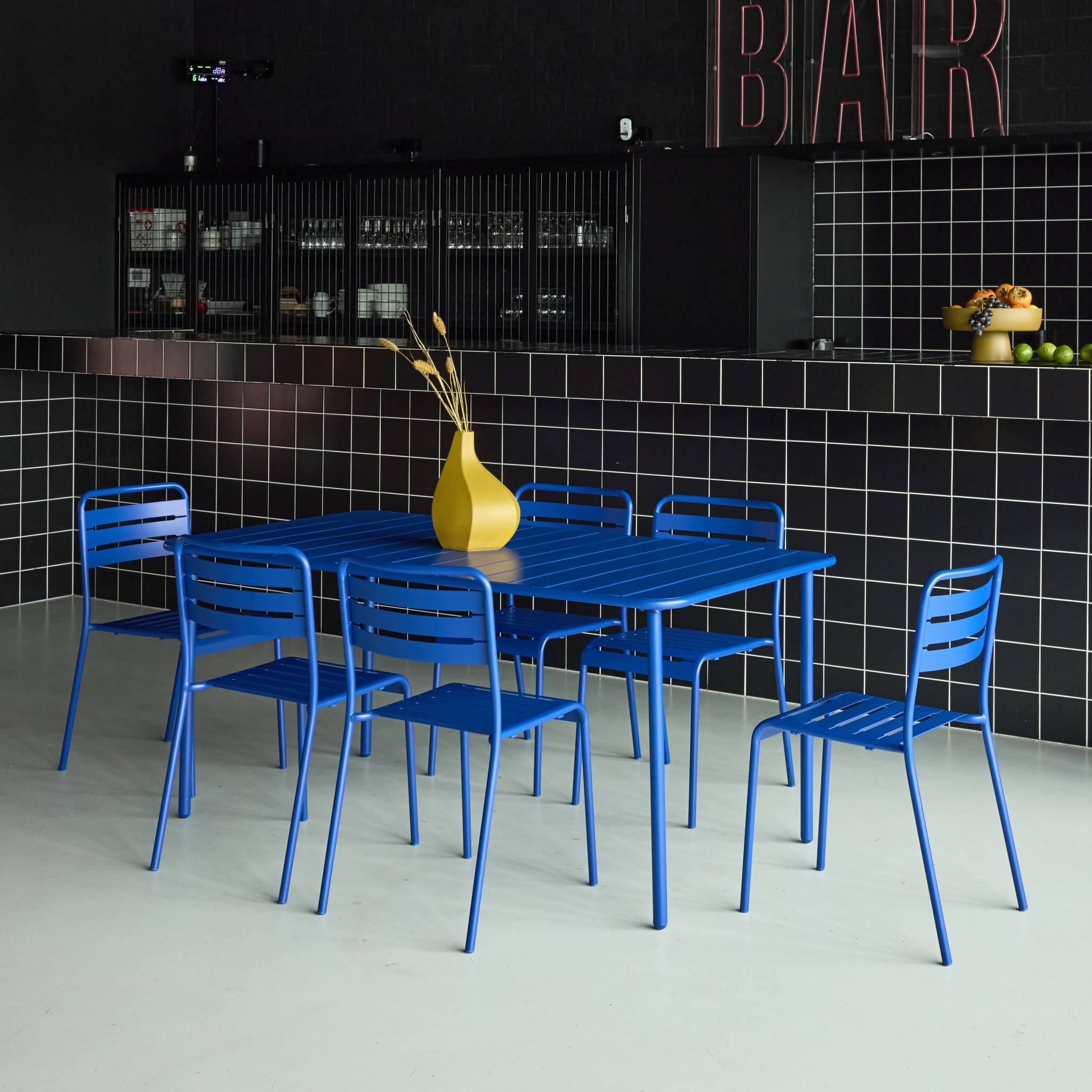 Table de jardin métal + 6 assises AMÉLIA