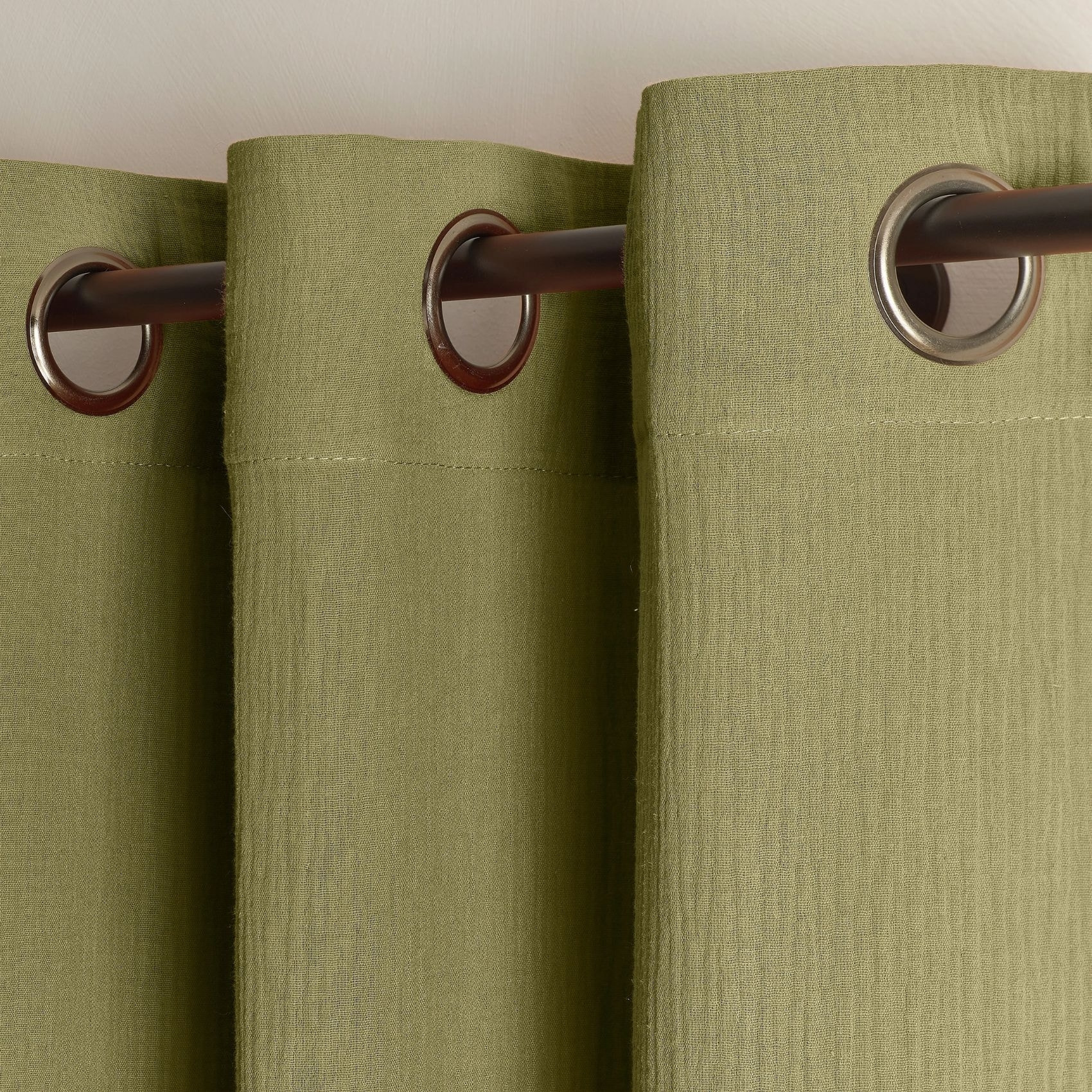 Rideau en gaze de coton tamisant à oeillets - Vert tilleul