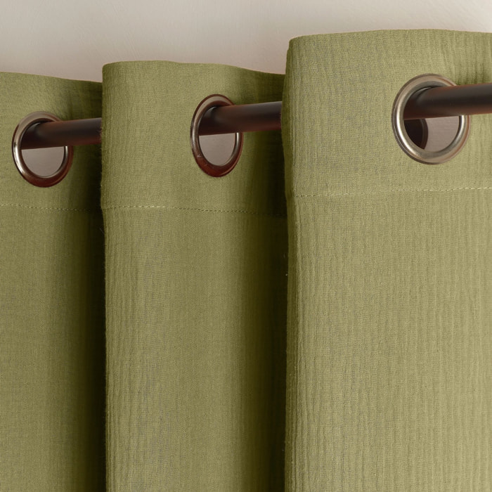 Rideau en gaze de coton tamisant à oeillets - Vert tilleul