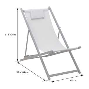 Lot de 2 chiliennes CYPRUS - textilène terracotta/structure terracotta