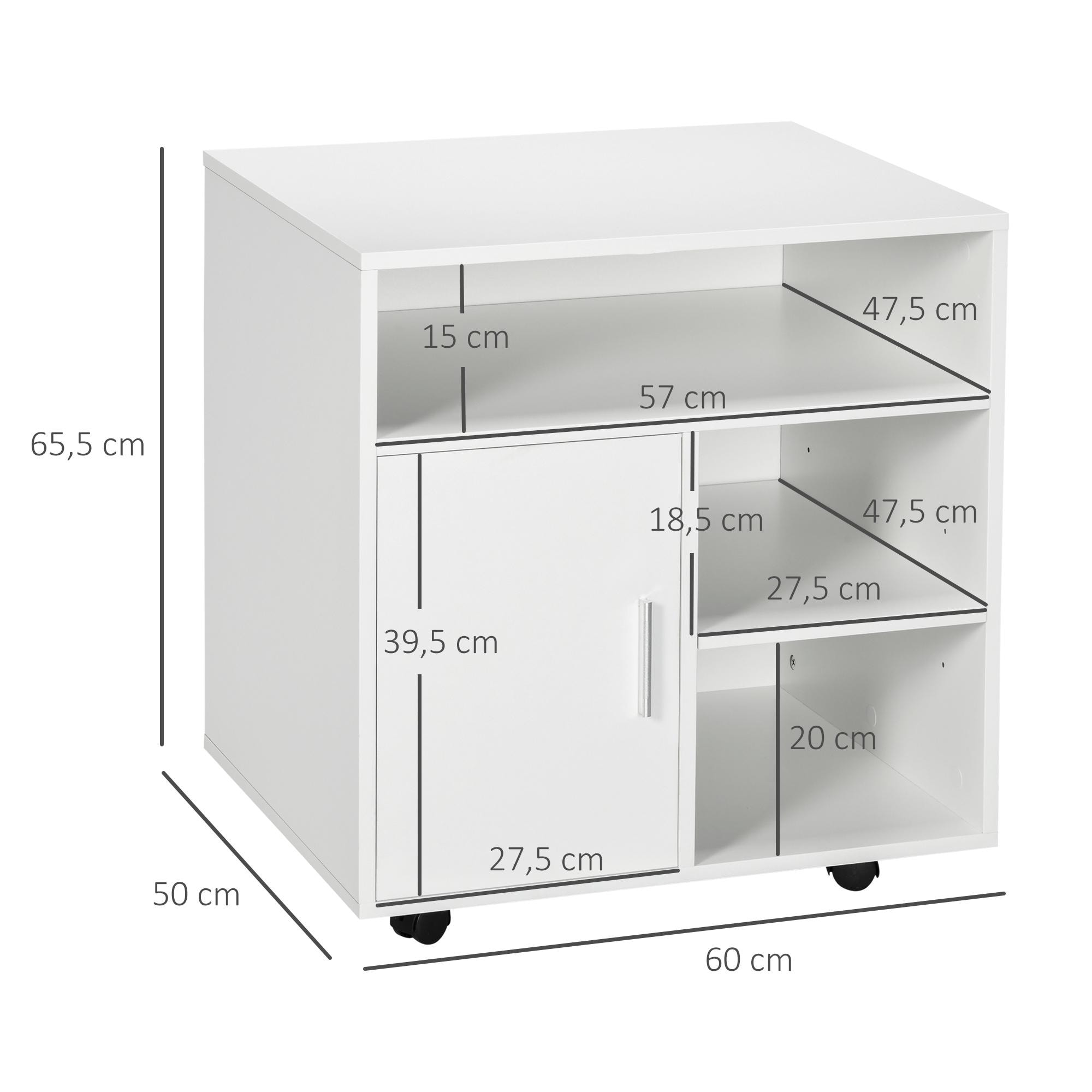 Soporte para Impresora Armario de Oficina Móvil 60x50x65,5cm