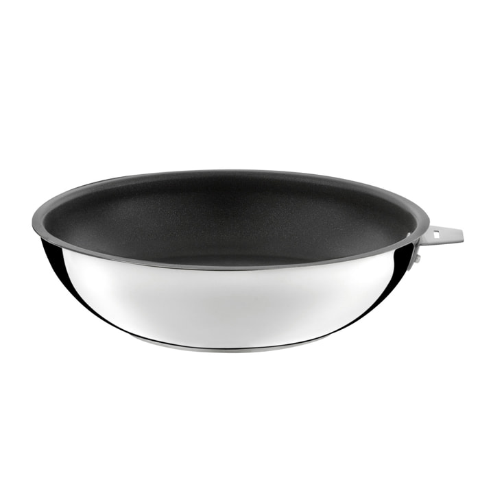 Malice - Wok 28 cm avec revêtement céramique, couvercle et poignée noire
