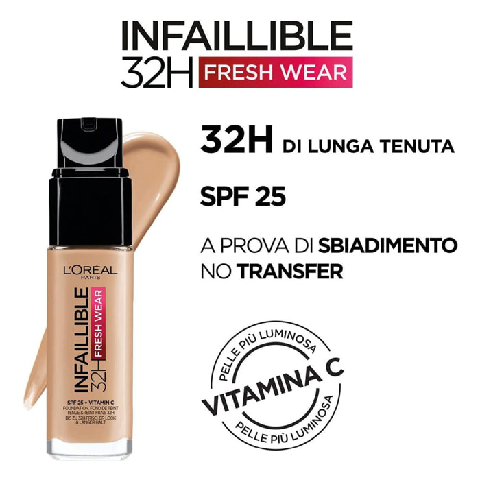 Fondotinta Liquido 140 Beige Doré Infaillible 32H SPF 25 + Vitamina C Fresh Wear Coprente Waterproof