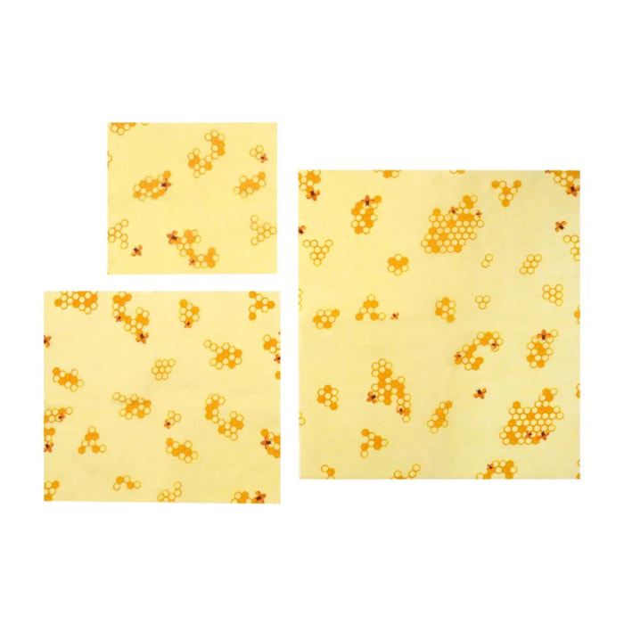 Set de 3 emballages en cire d'abeille Nature
