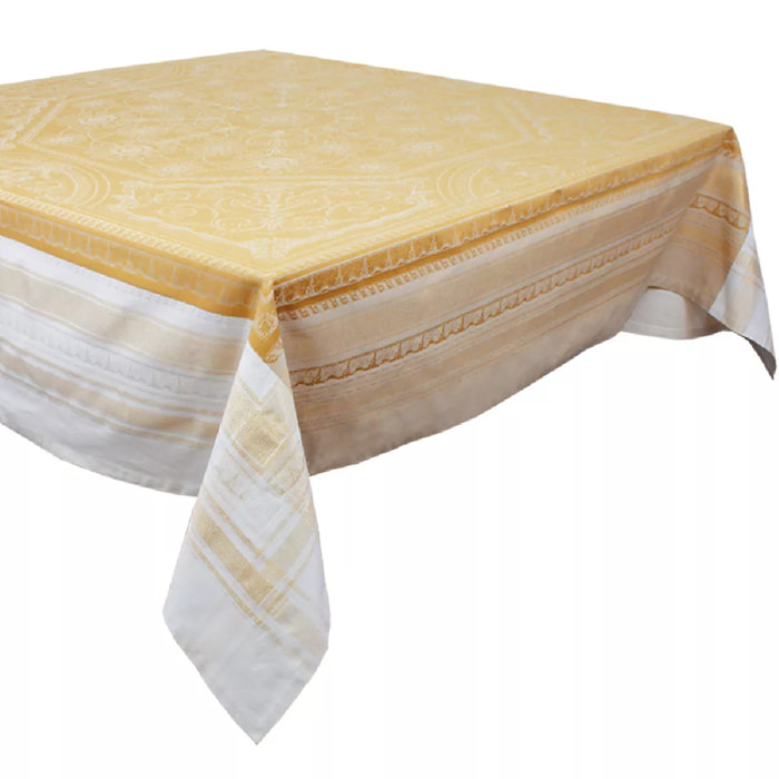 Nappe anti tache coton mélangé motif jacquard Galerie royale reflets d or