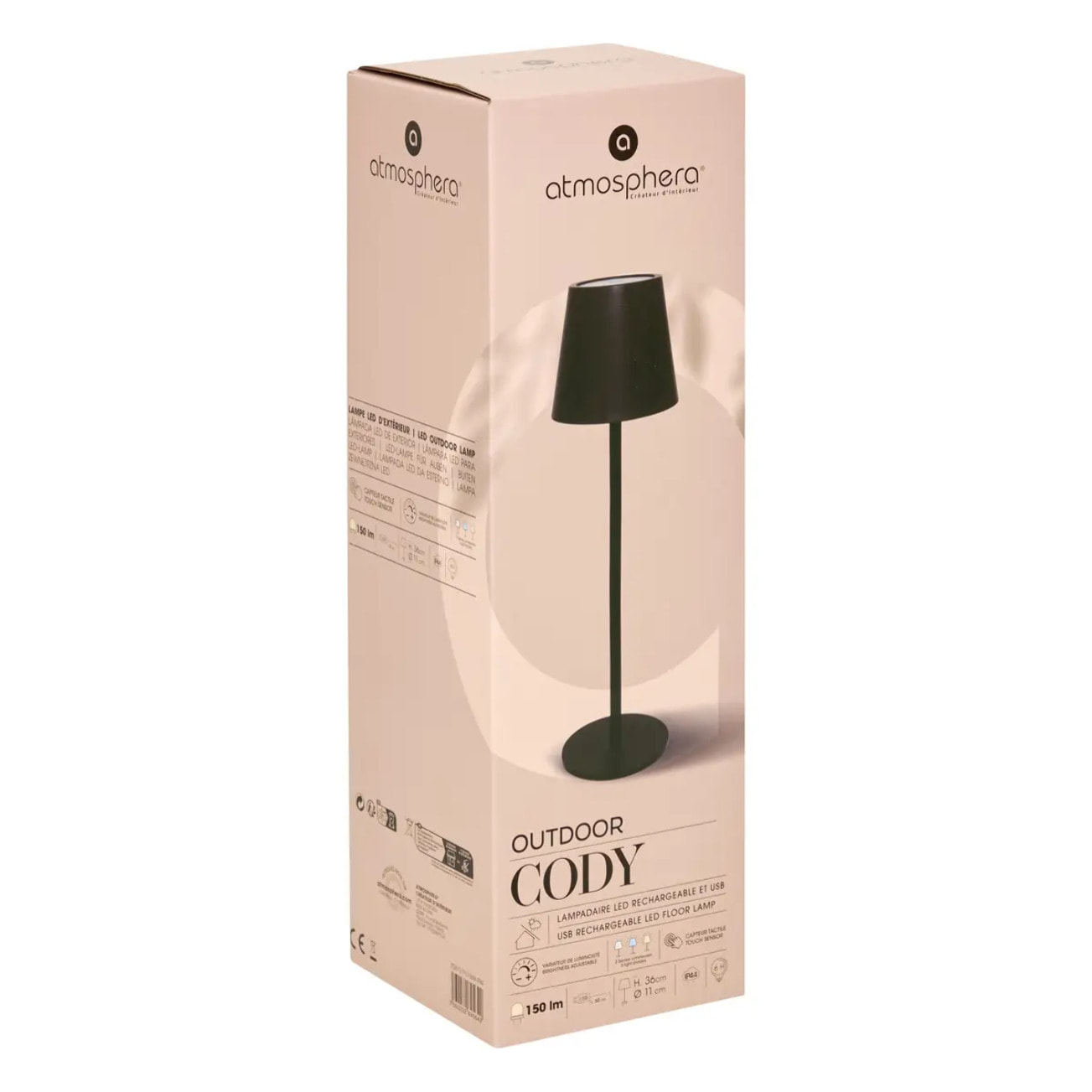 Lampe USB d'extérieurled "Cody" noir H37cm