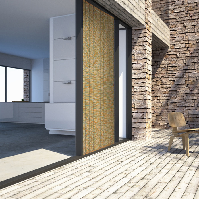 Store en baguettes de roseau avec enrouleur - Naturel