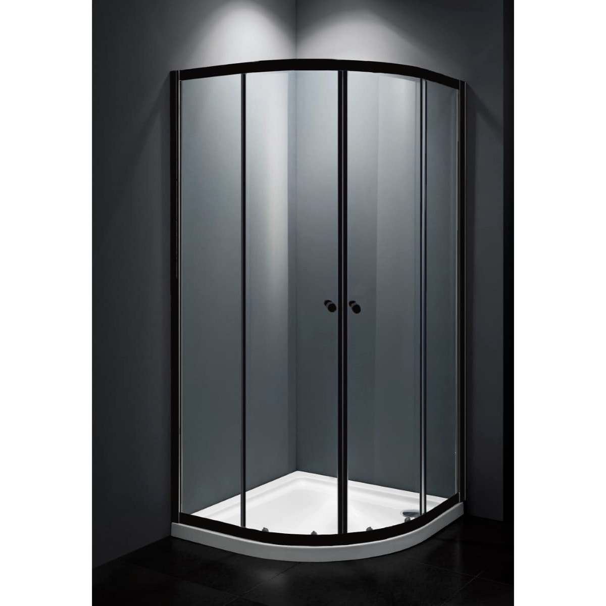 SAT PROJECT Douche quart de cercle 90x90cm coulissante avec profilé noir mat (SATPROMUS90CT)