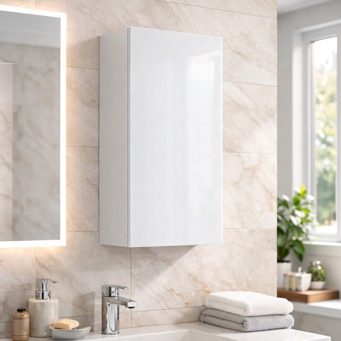 Pensile Bagno Sospeso Con Anta Reversibile 2 Ripiani Regolabili Mobile Salvaspazio Da Parete Per Bagni Moderni E Piccoli Spazi 60 x 30 x 16 Cm Bianco