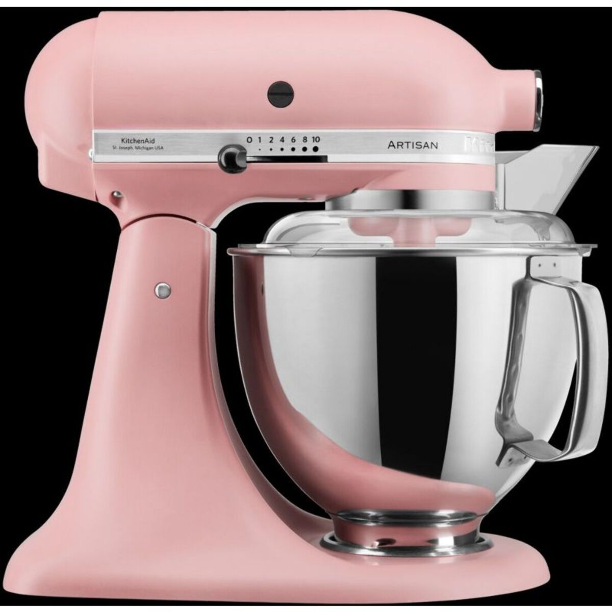 Robot pâtissier KITCHENAID 5KSM175PSEDR rose poudré, 4,8 L, bol avec poignée + bol 3 L, batteur souple et couvercle
