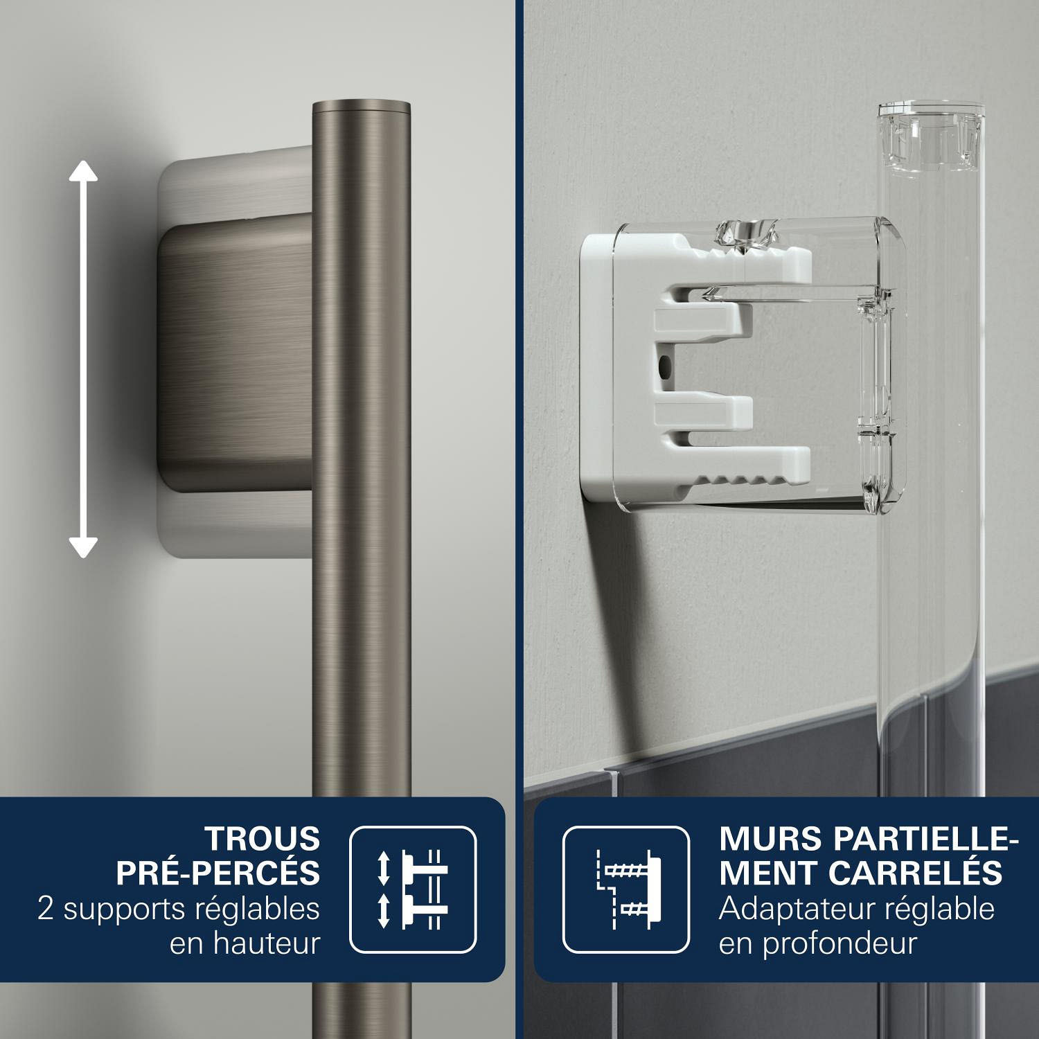 Ensemble de douche 3 jets (Pluie, Jet stimulant, Booster) - Hard Graphite brossé