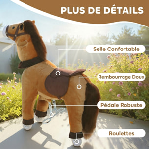 Porteur cheval pour enfant +36 moisà roulettes repose-pieds poignées marron