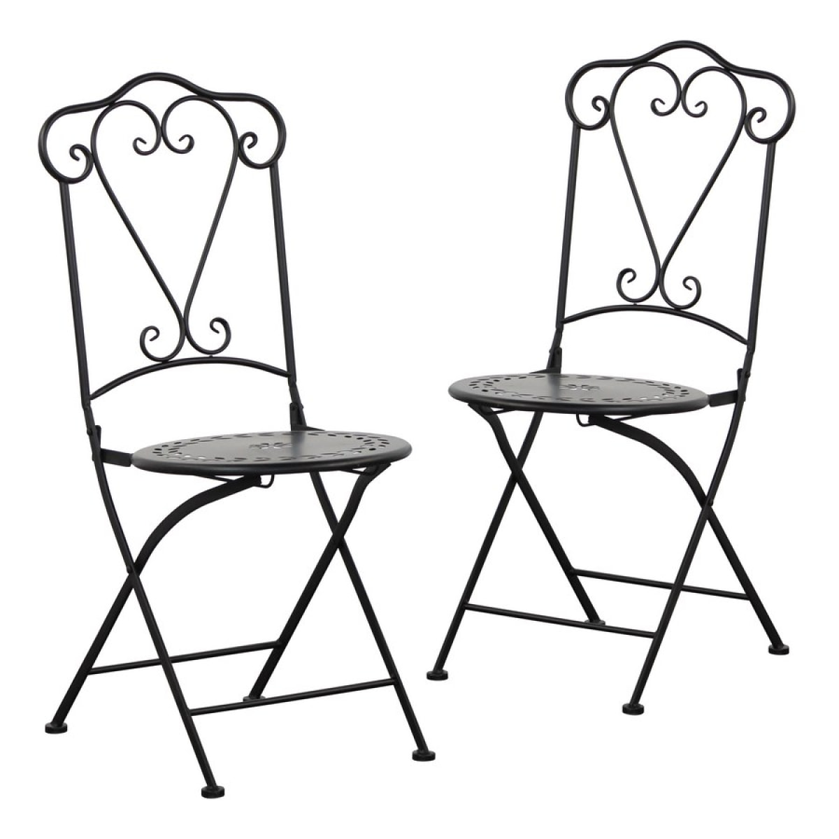 Set 2 sedie da esterno in metallo bistrò nero