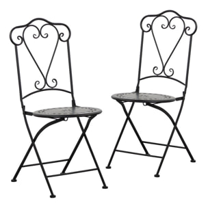 Set 2 sedie da esterno in metallo bistrò nero