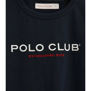 Camiseta azul marino de corte slim con bordado Established 2012 Polo Club