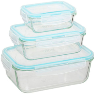 Boîte hermétique FIVE 3 pcs en verre Clipeat