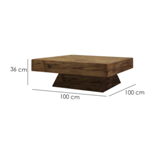 Table basse carrée en bois recyclé avec piètement bois - ORIGIN