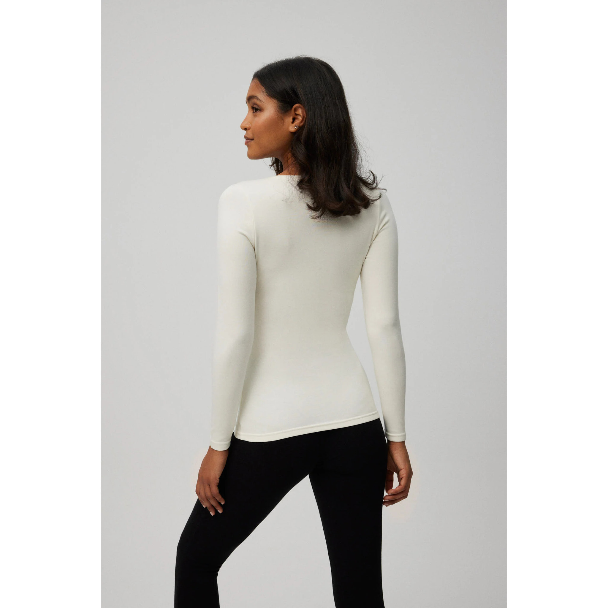 Maglia termica con controllo della temperatura e maniche lunghe, bianca