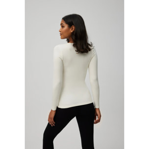 Maglia termica con controllo della temperatura e maniche lunghe, bianca