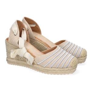 Sandalia de Mujer con Cuña de Yute, Comodas y Elegantes, Diseño Moderno con Cintas
