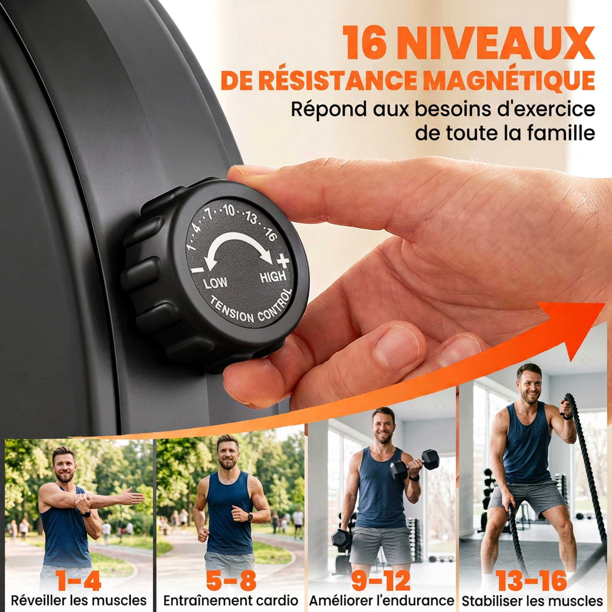 Rameur magnétique pliable bluetooth connecté Kinomap & Zwift écran LCD noir