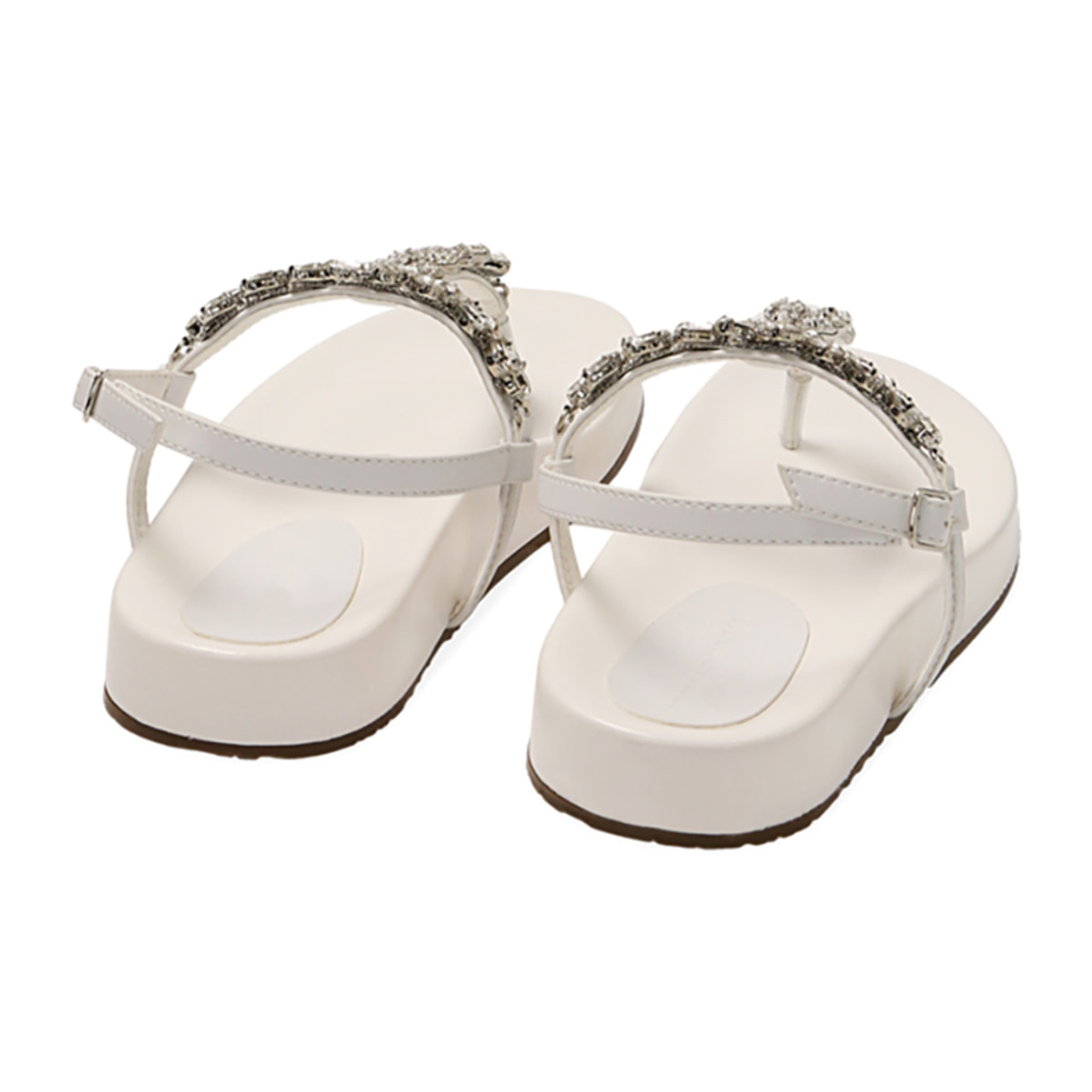 Sandalias planas con pedreria blancas