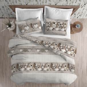 Parure copripiumino in flanella gnomo beige