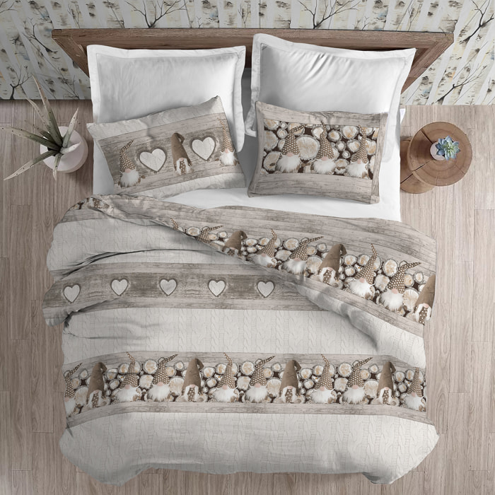 Parure copripiumino in flanella gnomo beige