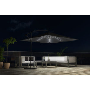 Parasol Bulle LED déporté carré 3x3m gris DAVAGNA