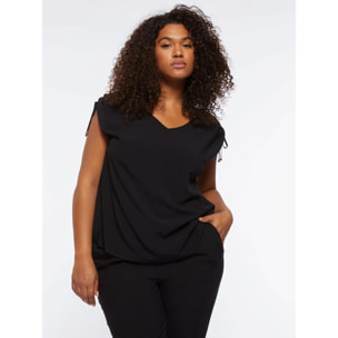 Fiorella Rubino - Blusa in viscosa ECOVERO™ con lacci - Nero