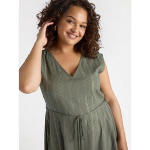 Fiorella Rubino - Vestido de rayas de lúrex con cordones - Verde militare