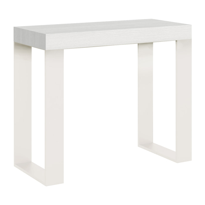 Console Extensible 90x40/196 cm Tecno Small Frêne Blanc cadre Blanc