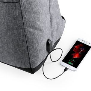 Connessione USB per zaino antifurto. Tasca imbottita per laptop e tablet. Schienale e spallacci imbottiti