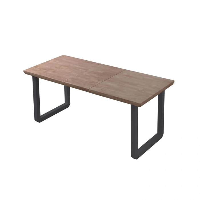 Mesa de comedor extensible con patas metálicas en negro y roble salvaje 140-220x80cm Roma Roble Honey - Negro