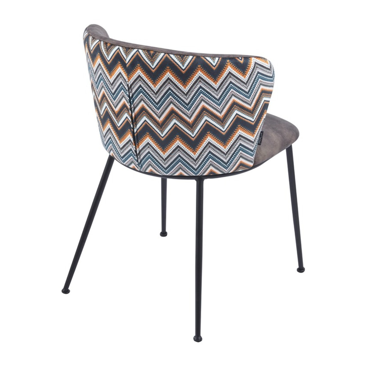 Set da 2 sedie in tessuto marrone con gambe in metallo nere - Charles