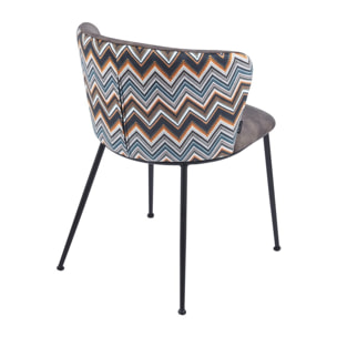 Set da 2 sedie in tessuto marrone con gambe in metallo nere - Charles