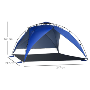 Tienda de Playa Plegable Carpa de Playa con Bolsa de Transporte Apertura Automática Protección UV e Impermeable para Parque Camping 247x247x145 cm Azul