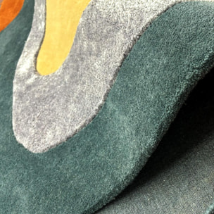 Tapis salon 200x290 CIRCLAR Multicolore , tapis en laine et viscose pour un aspect doux et soyeux