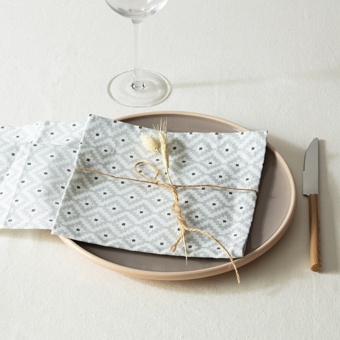 Lot de 4 serviettes de table imprimées "Etnik" - gris - coton 40x40 cm